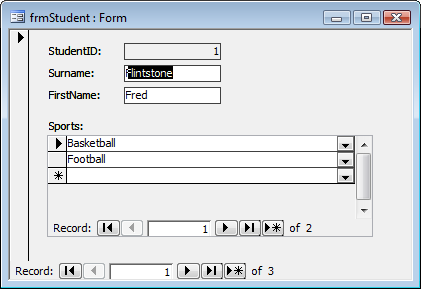 student form screenshot