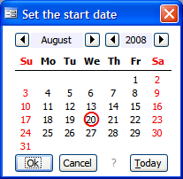Screenshot of calendar